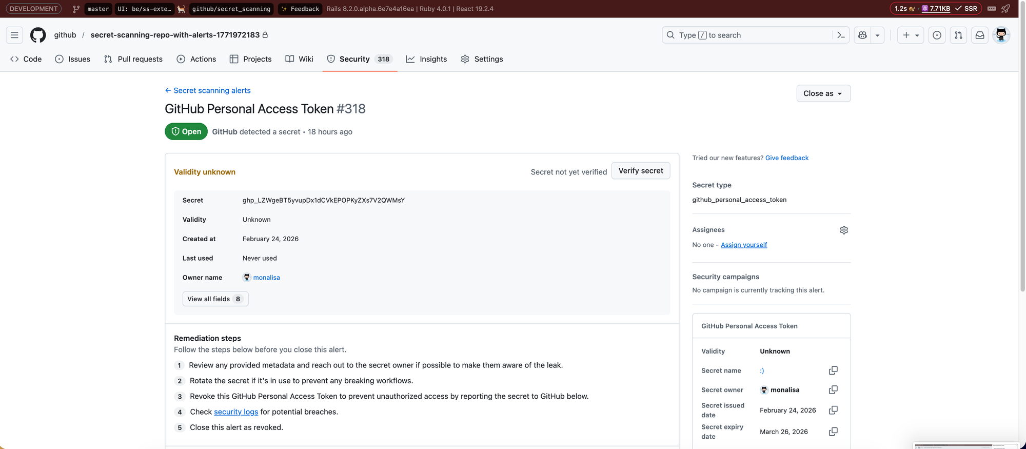 The default in-content metadata table - the important, alert-specific fields surfaced front and center, with a "View all fields" affordance for the rest.