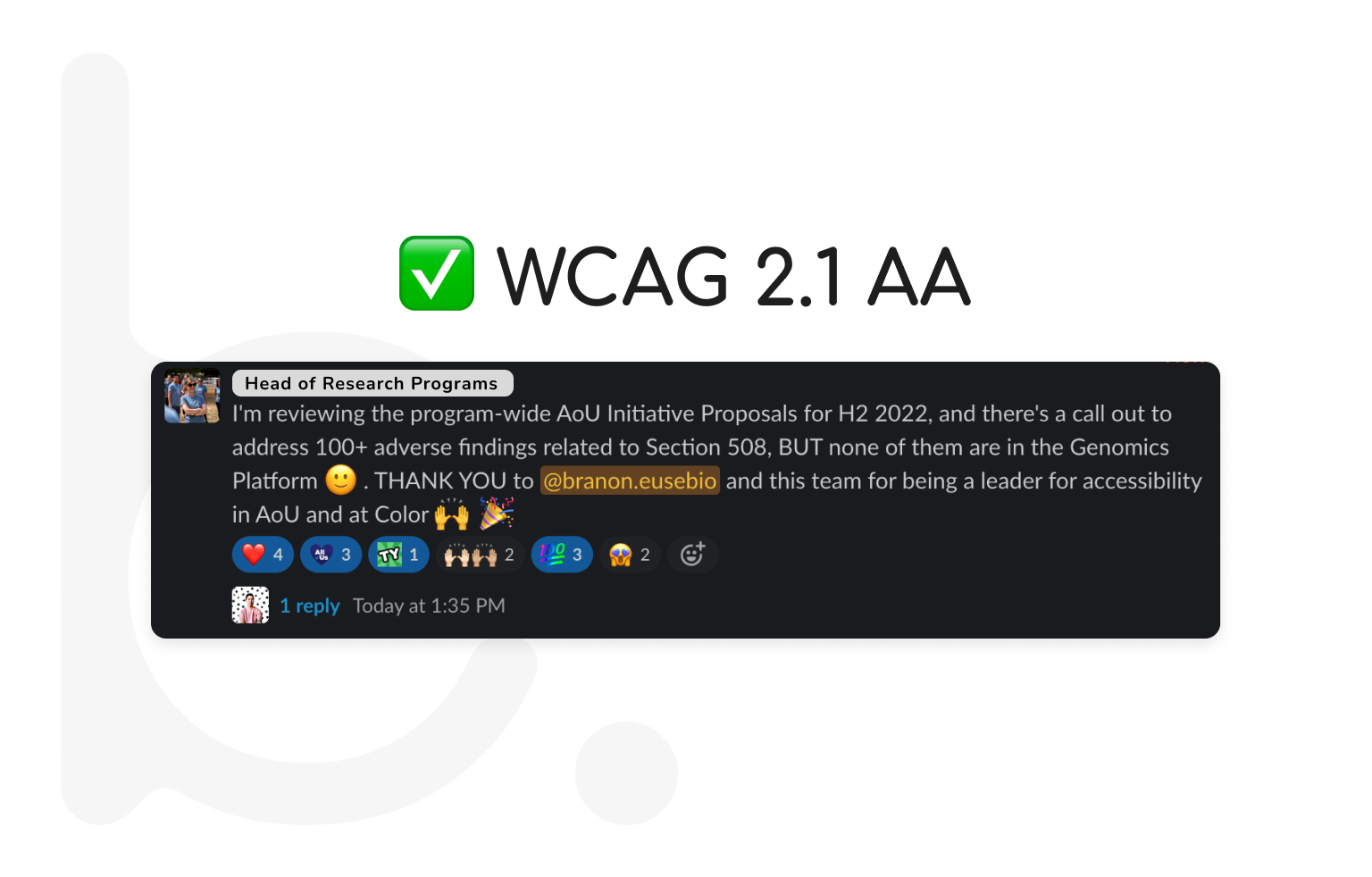 WCAG 2.1 AA compliance reached in our product