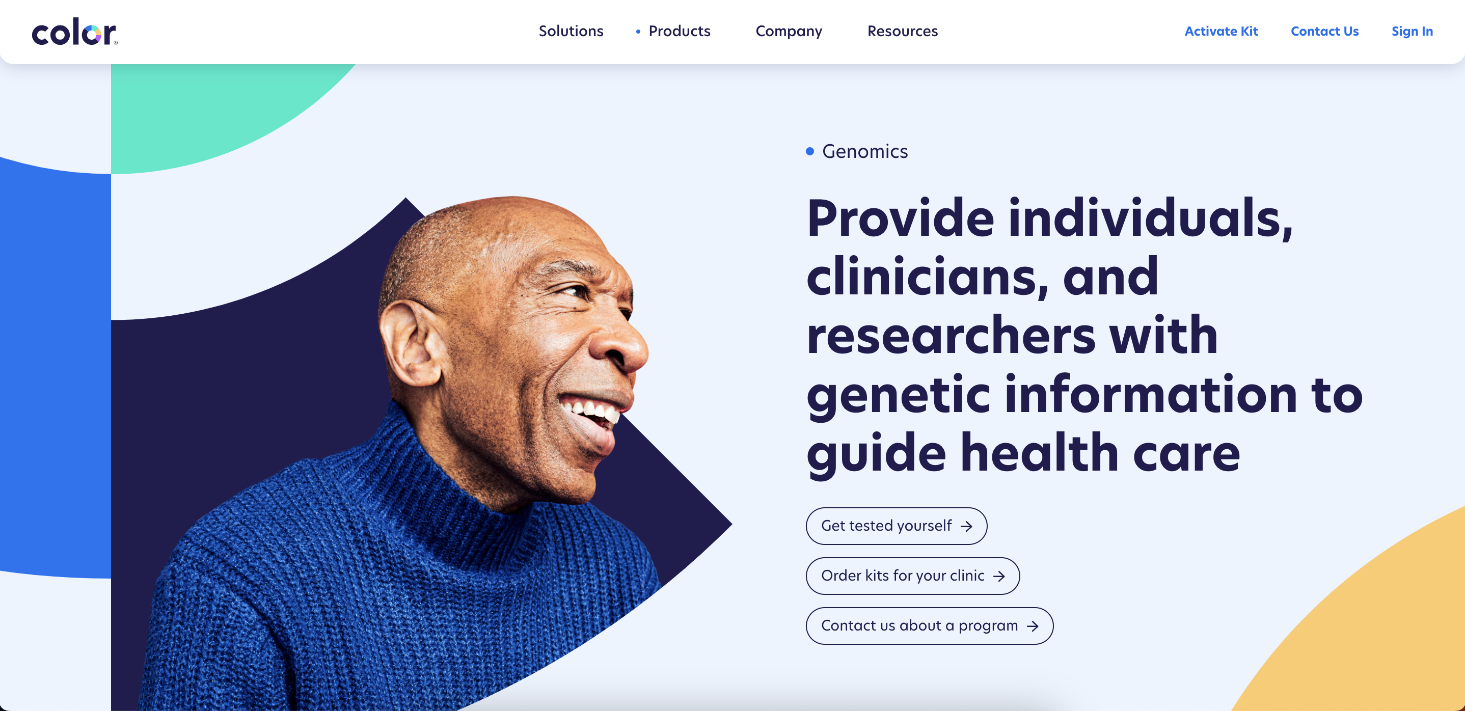 Color.com landing page for the main genetics product