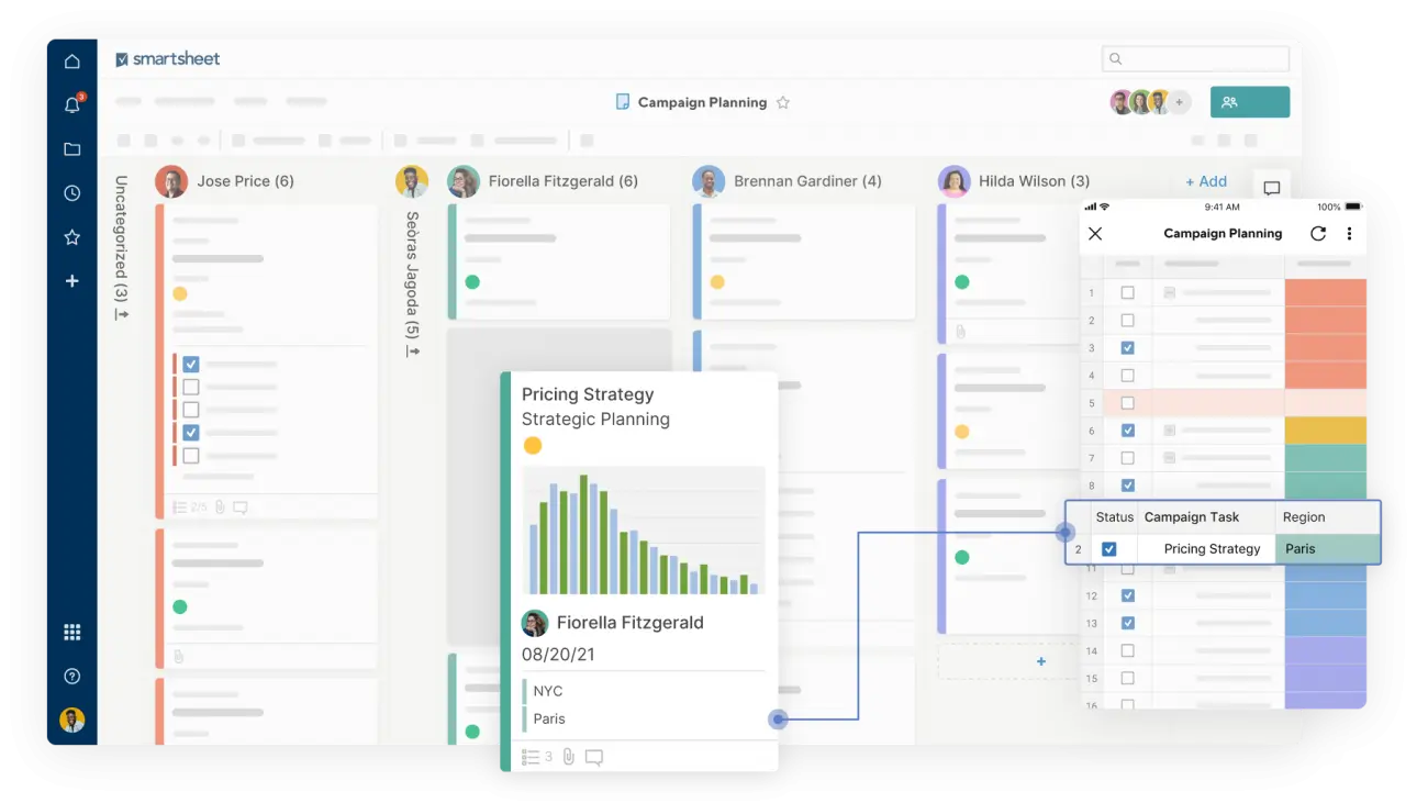 Smartsheet's Card/Board view, a popular view for project planning