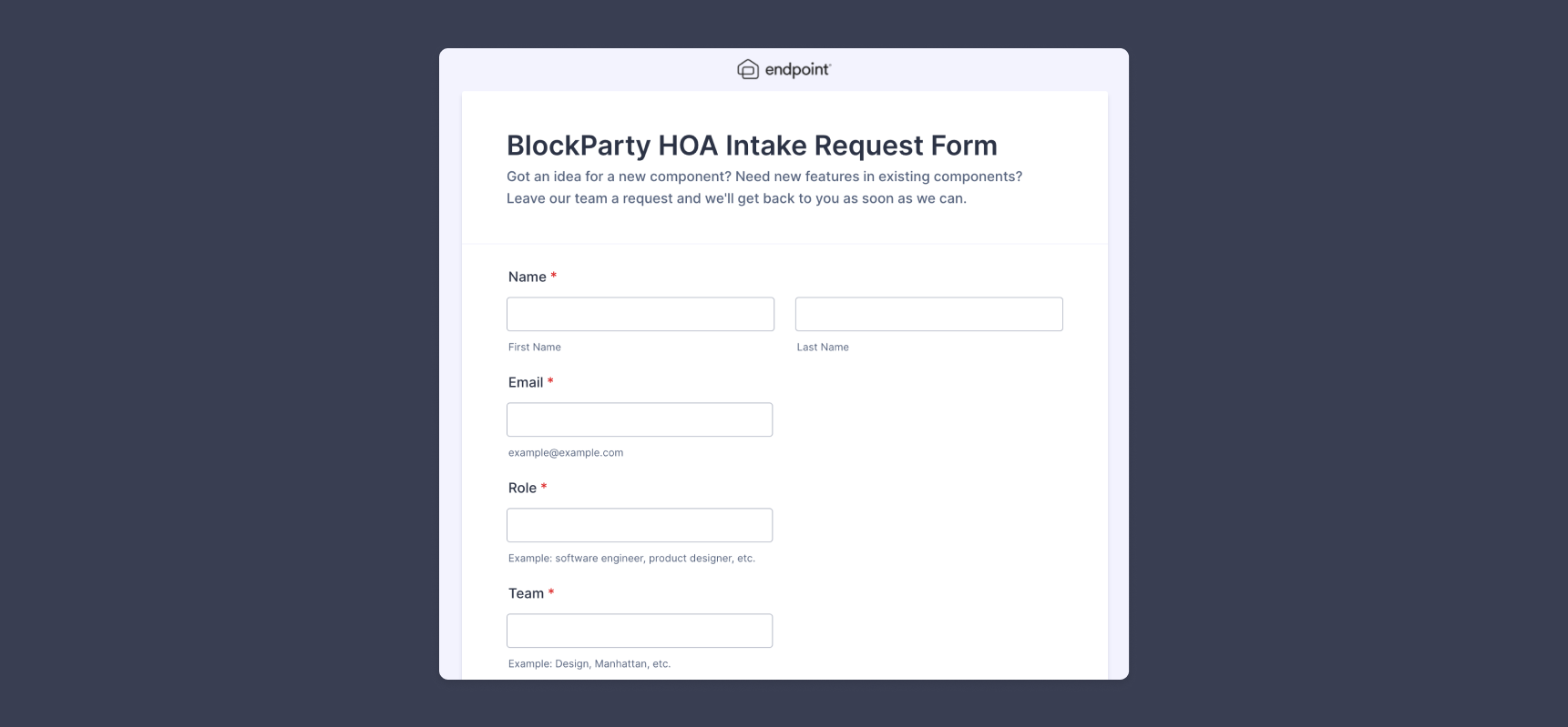 An easy, simple form to fill out a design system request in